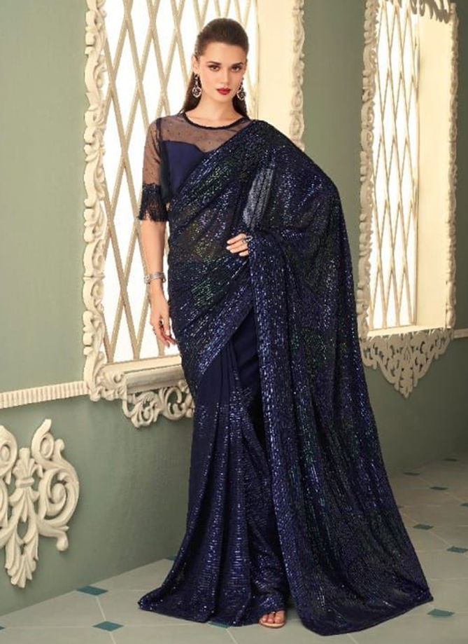 Sparkle TFH New Latest Designer Party Wear Smooth Georgette Saree Collection